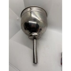 Vintage Large Metal Funnel Long Spout Aluminum Stainless Steel Farm Kitchen
